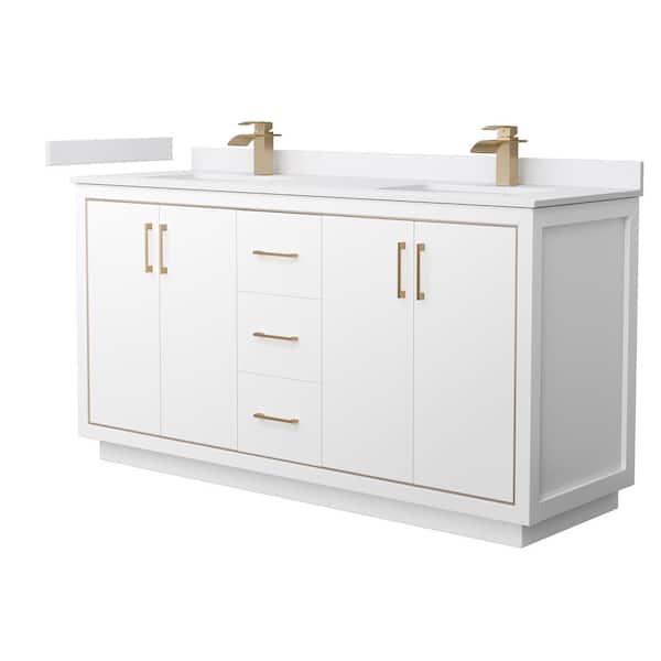 Wyndham Collection Icon 66 in. W x 22 in. D x 35 in. H Double Bath Vanity in White with White Cultured Marble Top