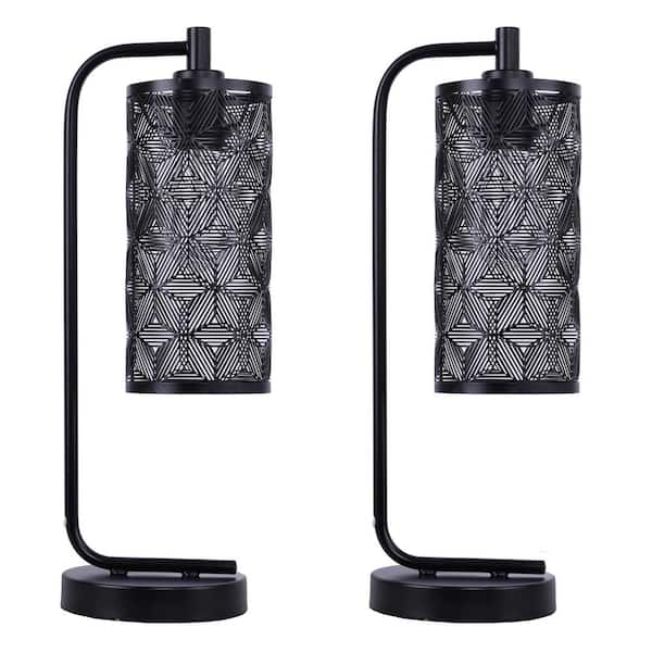 GRANDVIEW GALLERY 18.5 in. Matte Black Task Lamp with Metal Cut-Out Shade (2-Pack)