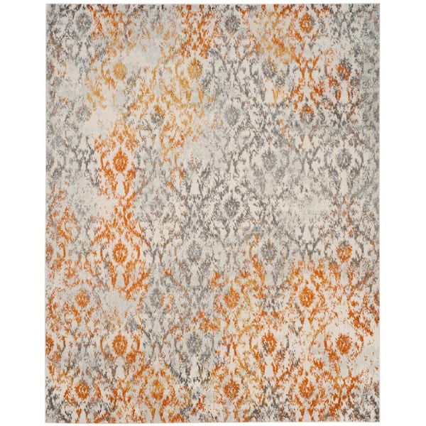 Madison Cream/Orange 12 ft. x 15 ft. Floral Geometric Area Rug