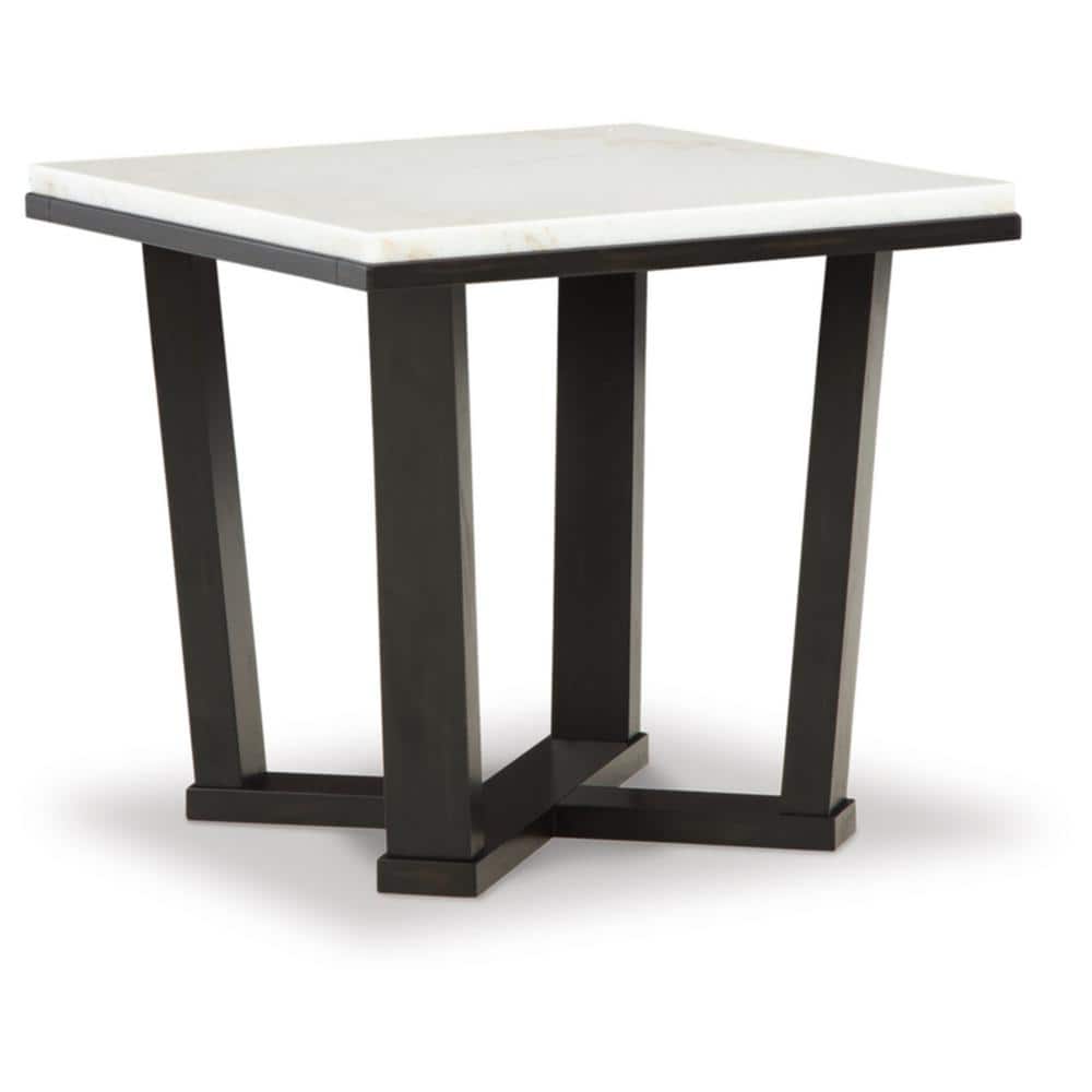 Contemporary Square End Table with White Marble Top