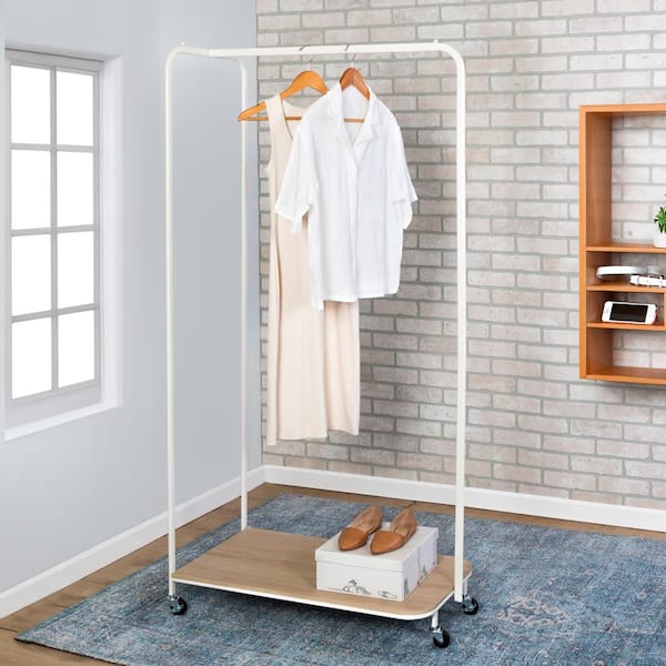 Honey Can Do White Steel Rolling Clothes Rack 18 in. W x 68 in. H GAR 09851 The Home Depot