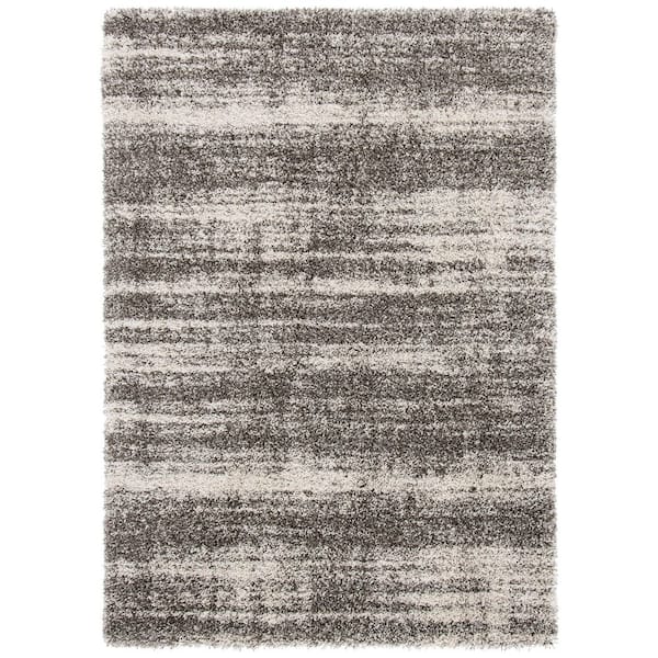 Hudson Shag 5 ft. x 8 ft. Ivory/Gray Marble Area Rug