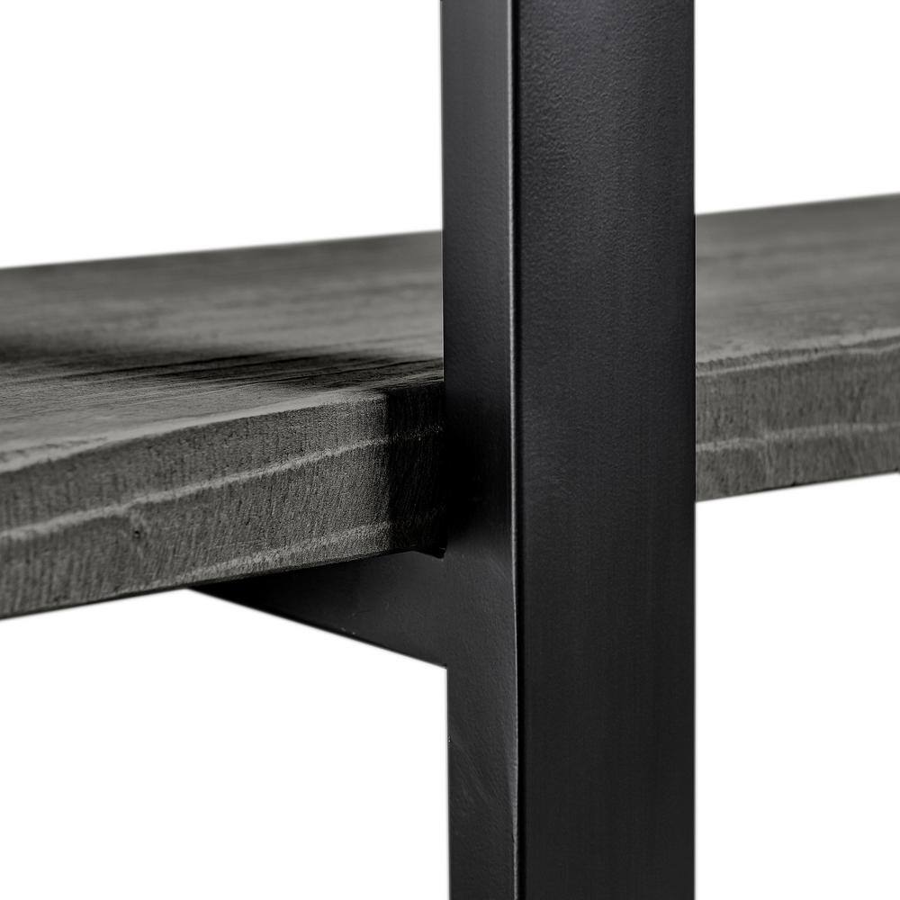 Pomona 48" Slate Gray Acacia Wood & Black Metal Media Console