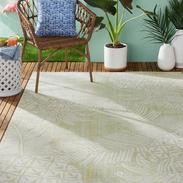 Malibu Pineapple Green/Ivory 8 ft. x 10 ft. Indoor/Outdoor Area Rug