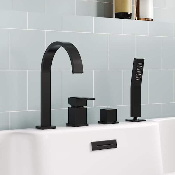 Double Handle 3-Spray Tub and Shower Faucet 2.4 GPM with Hand Shower in Matte Black Valve Included