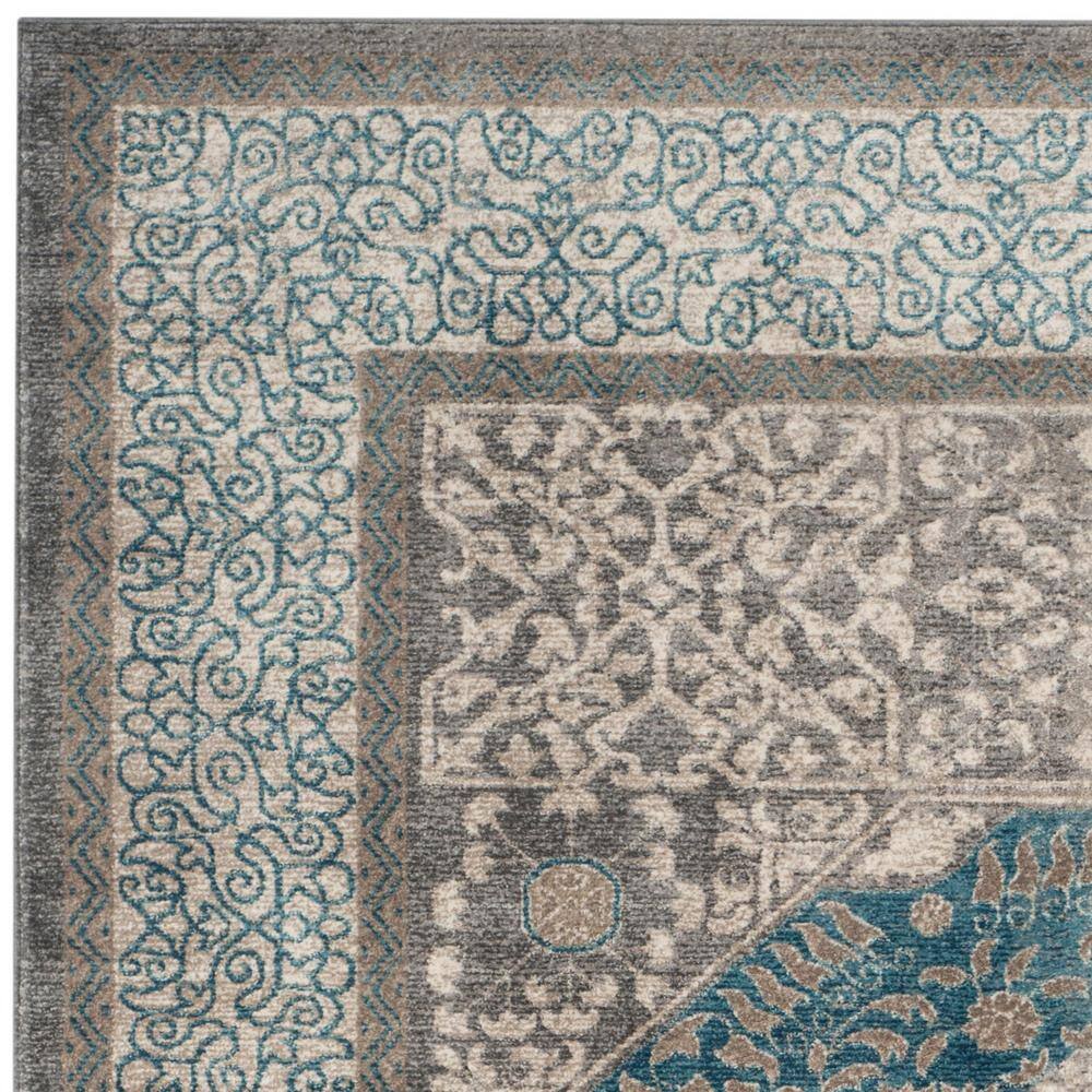 Sofia Light Grey and Blue Synthetic Reversible Area Rug