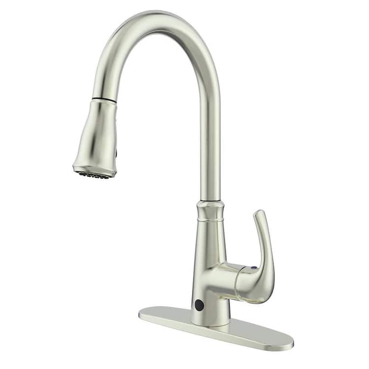 RUNFINE Single-Handle Pull-Down Sprayer With Hands-Free Kitchen Faucet Brushed Nickel