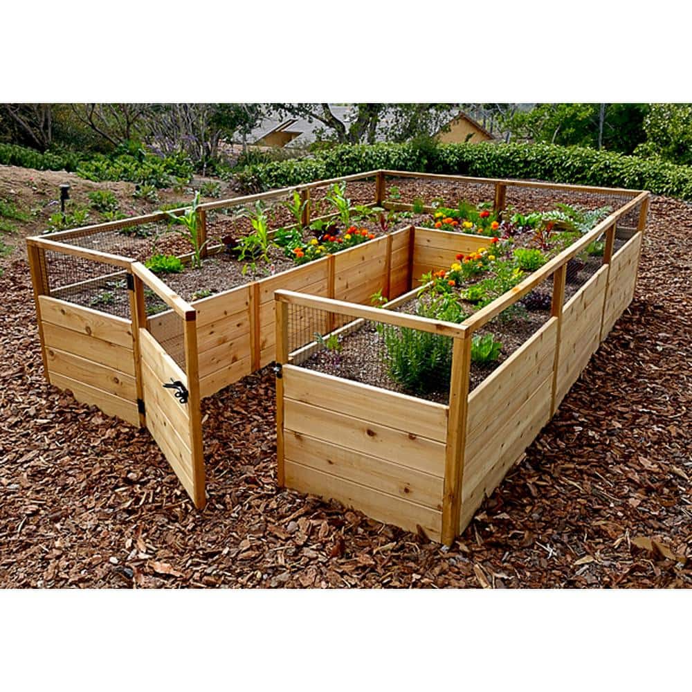 12 ft Cedar Raised Garden Bed with Wire Mesh