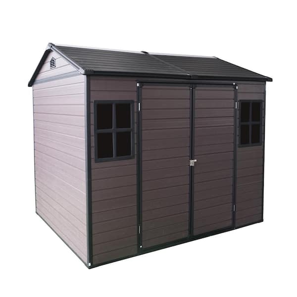 8 ft. W x 6 ft. D Outdoor Resin Shed with Floor Waterproof Storage Shed Tool Shed for Garden, Patio (48 sq. ft. )