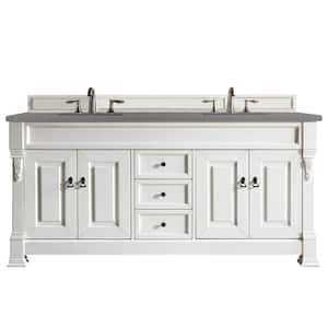 Brookfield 72 in. W x 23.5 in. D x 34.3 in. H Bathroom Vanity in Bright White with Quartz Top in Grey Expo