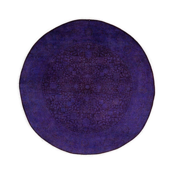 Overdyed Purple 6 ft. x 6 ft. Solid Wool Indoor Area Rug