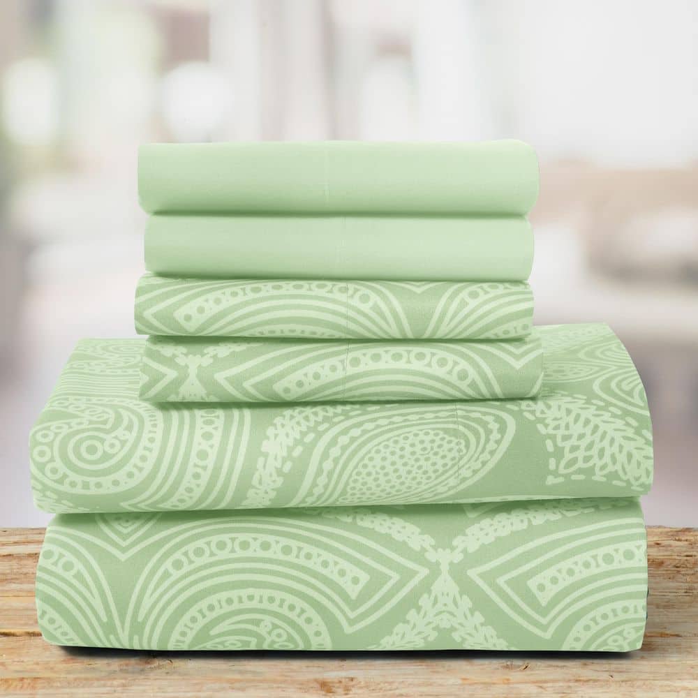 UPC 715537640581 product image for Lux Decor 6-Piece Microfiber Sheet Set Paisley Pattern with Deep Pocket Fitted S | upcitemdb.com