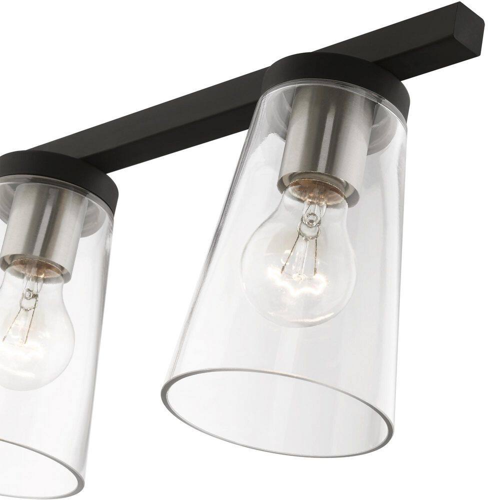 Cityview Contemporary 5-Light Linear Chandelier in Black and Brushed Nickel