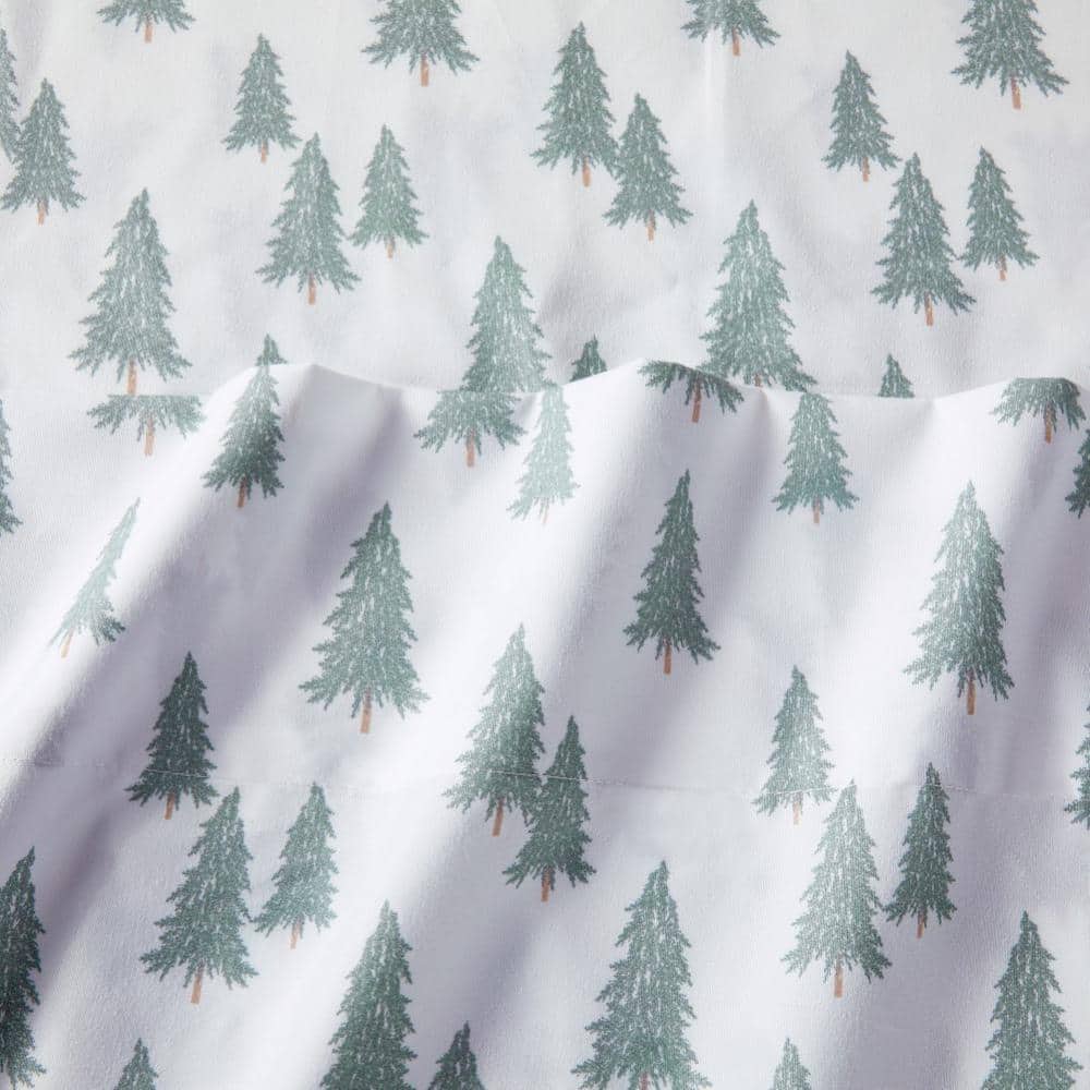 Holiday Forest King White Microfiber Sheet Set
