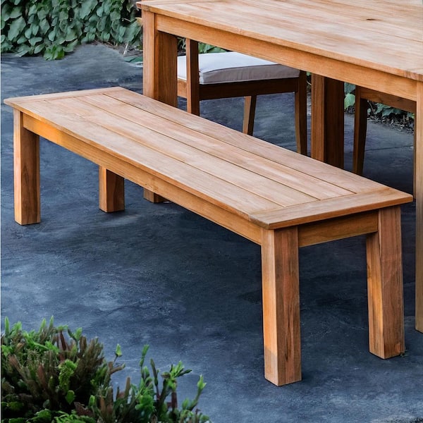 Linon Home Decor Callahan 80 W Outdoor Teak Dining Bench