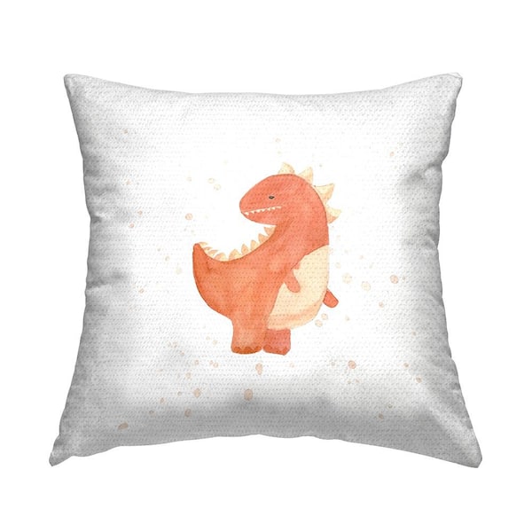 Stupell Industries Orange Dinosaur Nursery Kids Orange Square Outdoor Throw Pillow
