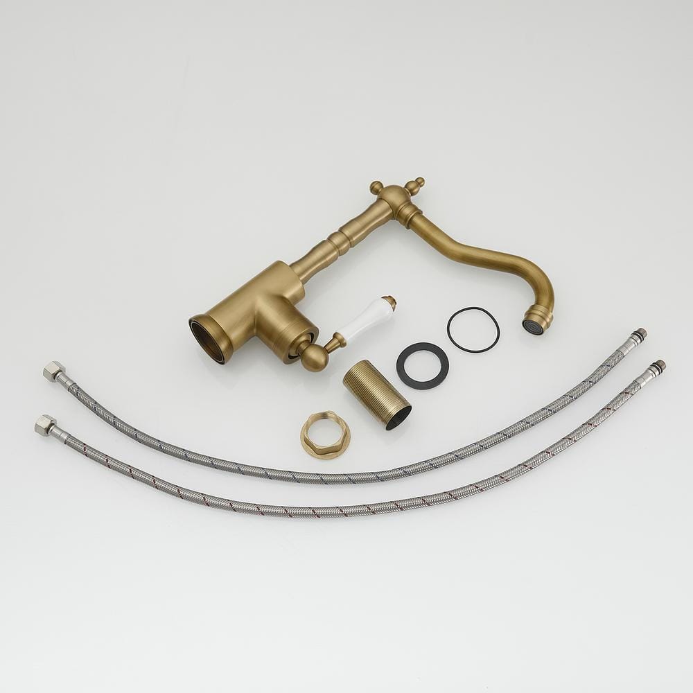 Antique Brass Single Handle Kitchen Faucet with Ceramic Disc Valve