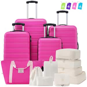 5-Piece Pink Expandable ABS Hardshell Spinner 16 in. 20 in. 24 in. 28 in. Luggage Set Travel Bag, TSA 8 Luggage Bags