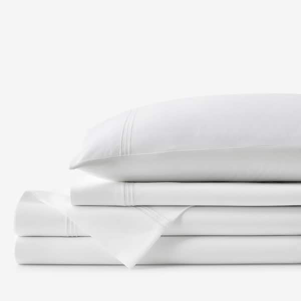 Legends Hotel Dorset Stripe 4-Piece White Egyptian Cotton Sateen Full Sheet Set