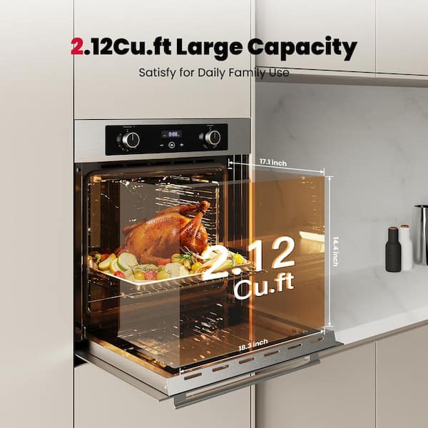 24 in. Built-In Single Natural Gas Wall Oven with Rotisserie and Convection System, Digital Display in Stainless Steel