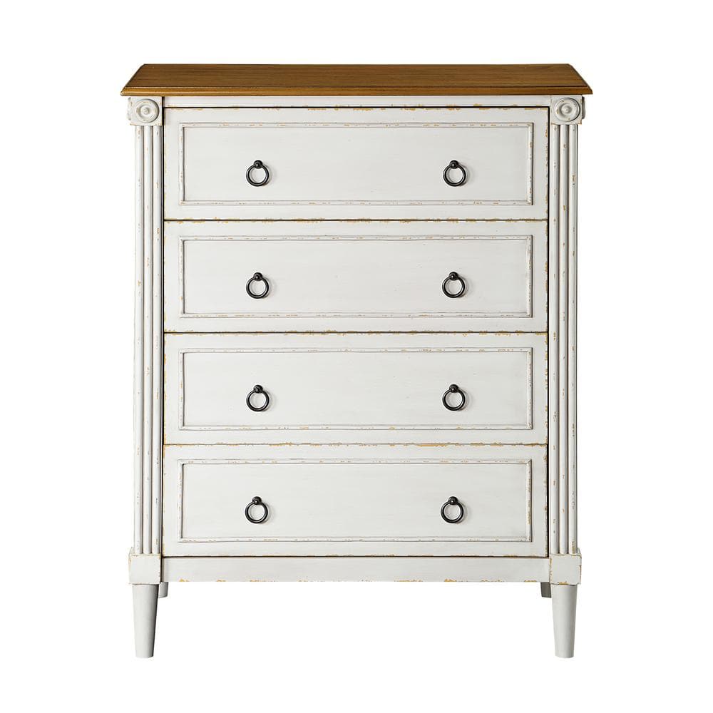 Elani 4-Drawer Antique White and Oak Chest of Drawers (36 in. H x 30 in. W x 15.5 in. D) -  Furniture of America, IDF-AC403WH