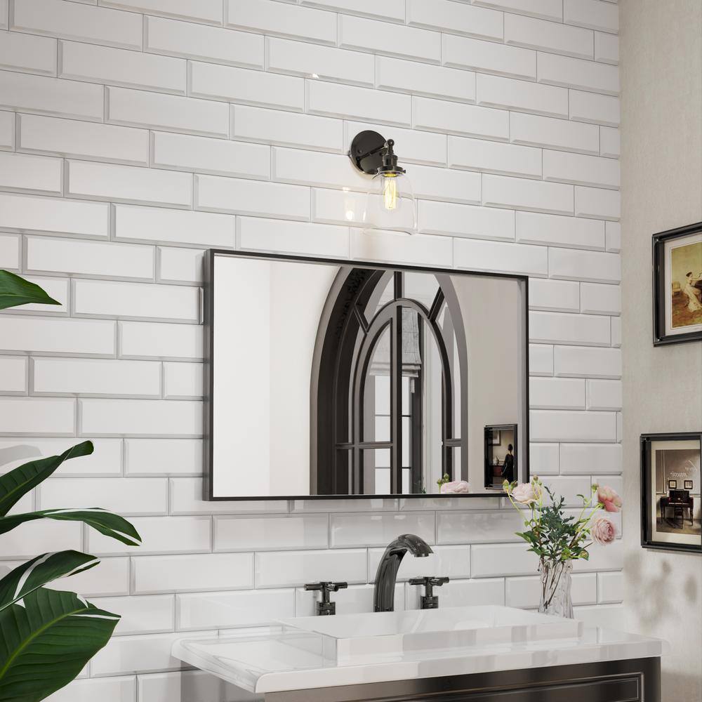 24" x 36" Black Metal Framed Rectangular Vanity Mirror