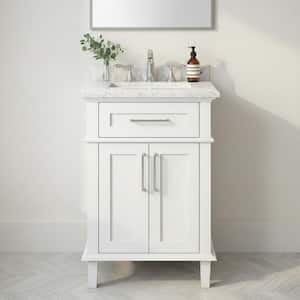 Sonoma 24 in. Single Sink Freestanding White Bath Vanity with Carrara Marble Top (Assembled)
