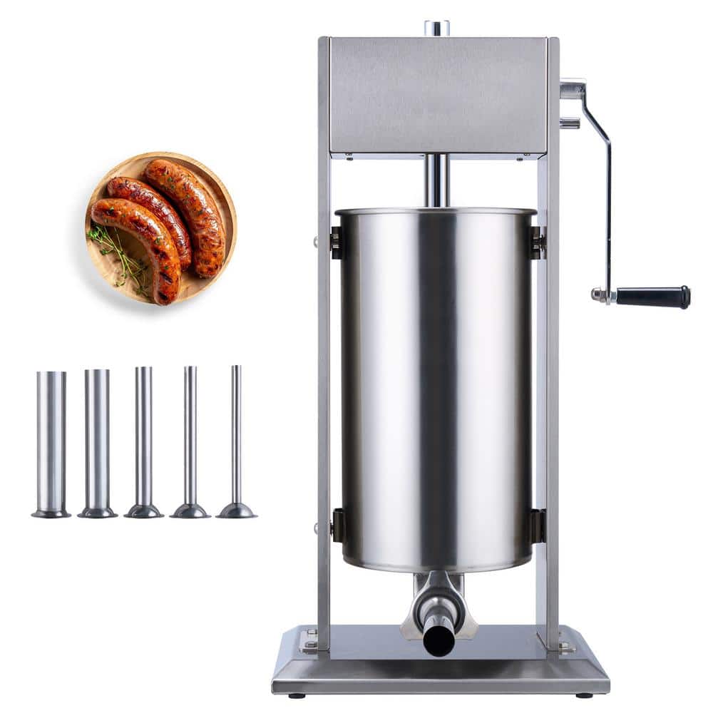 Manual Sausage Stuffer, 15 L / 30 lbs. Vertical Sausage Machine, Dual-Speed Meat Stuffer