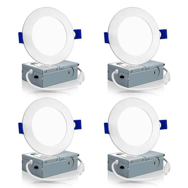 4 in. Canless Integrated LED Recessed Light Trim Dimmable Selectable Color Temperature 750 Lumens (4-Pack)