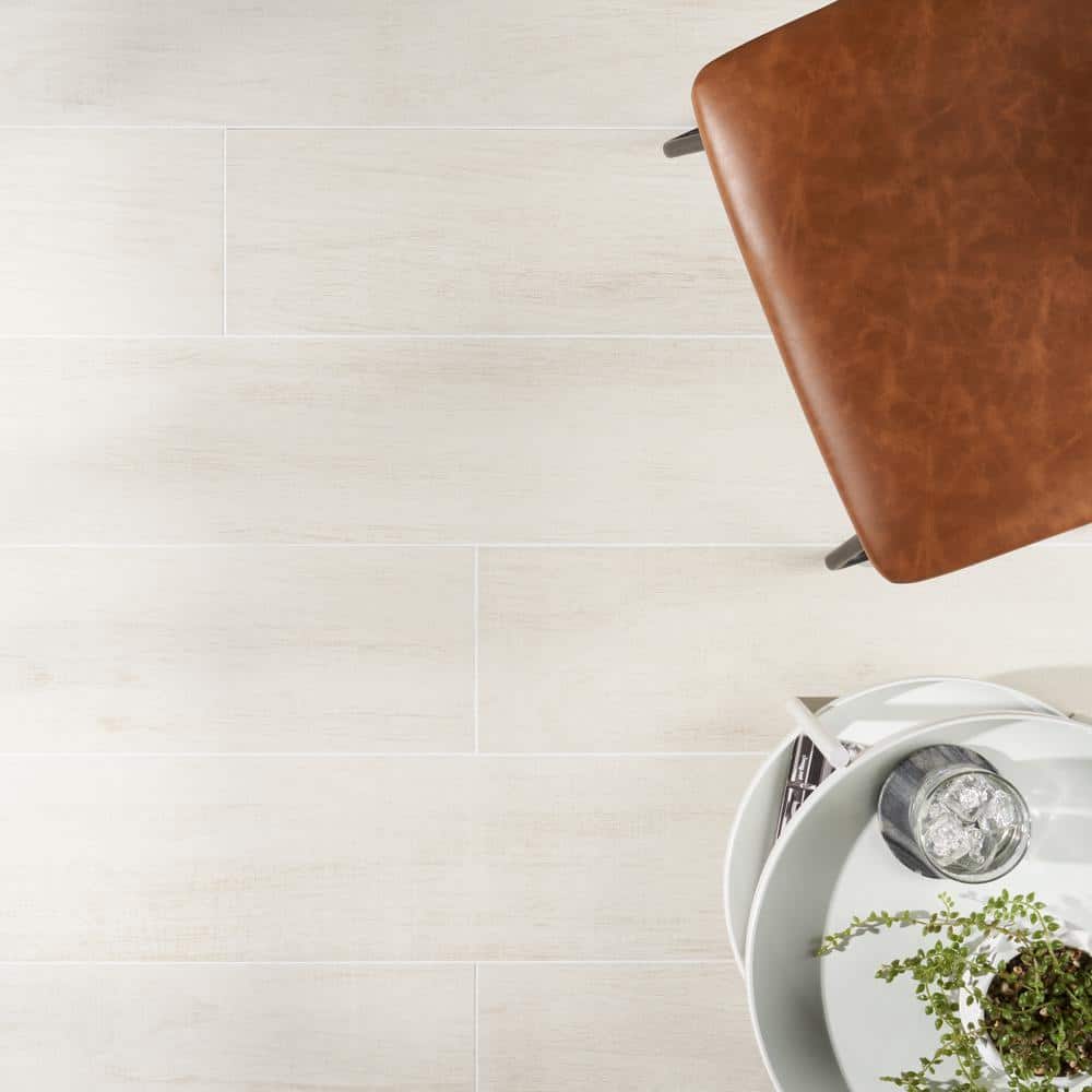 Montgomery White 8" x 48" Matte Porcelain Wood Look Tile