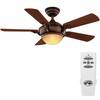 Midili 44 in. Indoor LED Gilded Espresso Dry Rated Ceiling Fan with 5 Reversible Blades, Light Kit and Remote Control