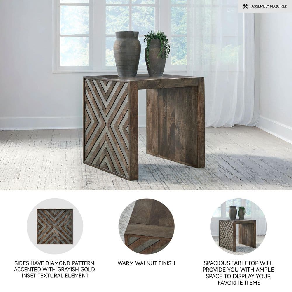 Dreggan 24 in. Brown Square Wood End Table - thumbnail 5