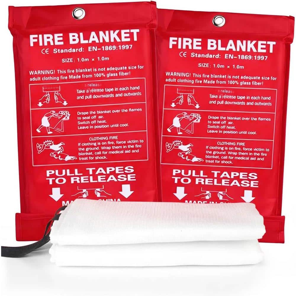 40 in. x 40 in. Fiberglass Emergency Fire Blanket, Flame Suppression Surviv