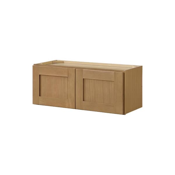 Avondale 30 in. W x 12 in. D x 12 in. H Ready to Assemble Plywood Shaker Wall Bridge Kitchen Cabinet in White Oak