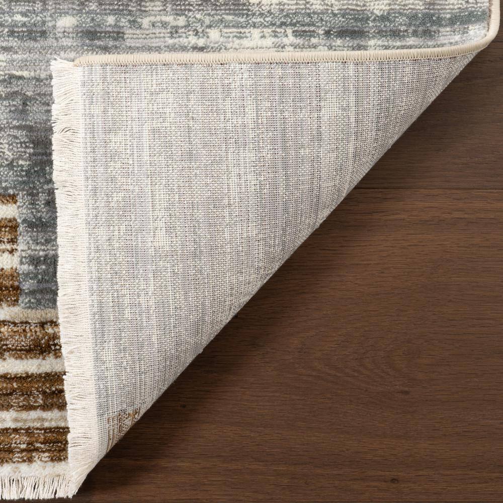 Beige and Gray Synthetic Southwestern Fringe 8' x 10' Area Rug