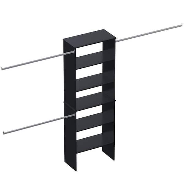 HOMEIBRO 25.5 in. Black Walk-in Modular Wood Closet Organizer Tower System with 5-Shelves, Tower Wood Closet System