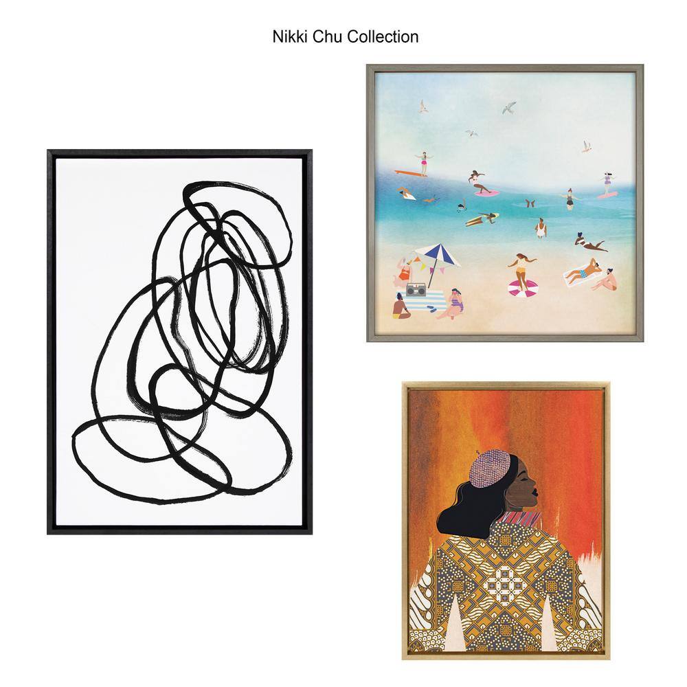 Nikki Chu Black and White Abstract Canvas Art with Black Frame