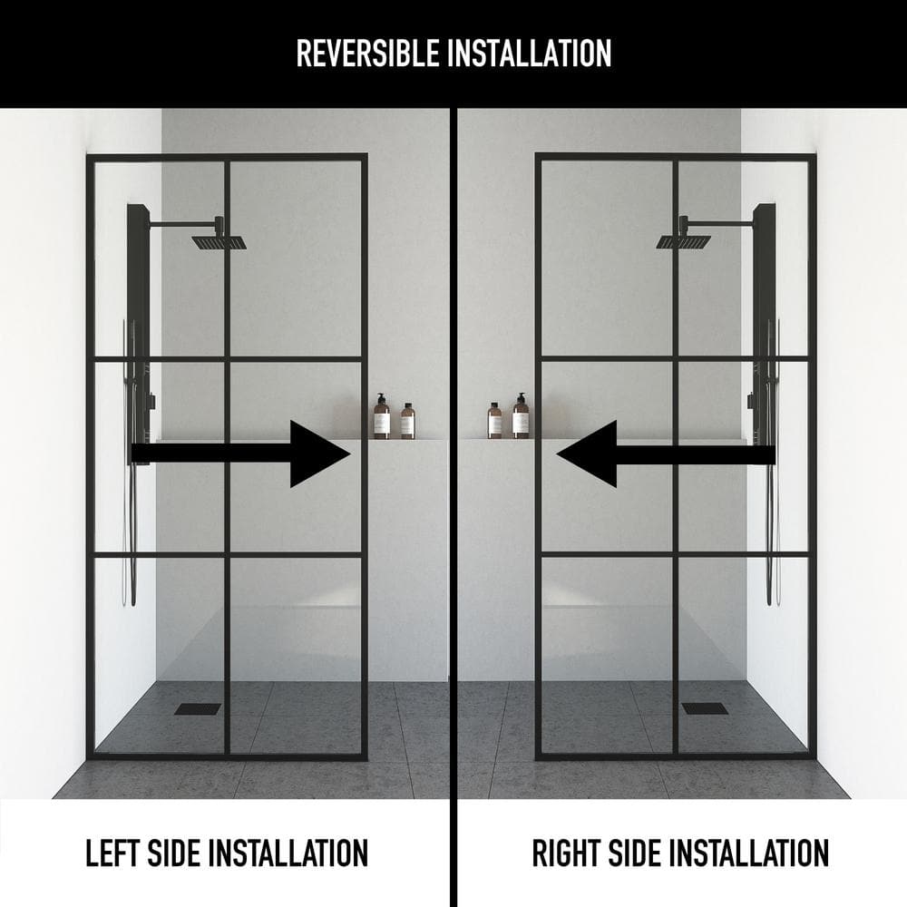 Ventana 34" W x 74" H Matte Black Framed Shower Screen