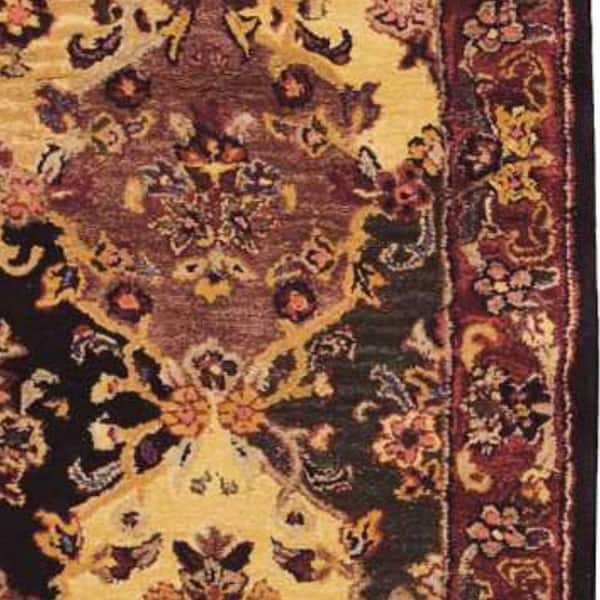 3 ft. x 4 ft. Tan Black and Red Wool Floral Area Rug