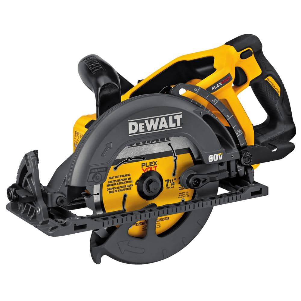 DEWALT FLEXVOLT 60V MAX Cordless Brushless 7-1/4 in. Wormdrive Style Circular  Saw (Tool Only) DCS577B The Home Depot