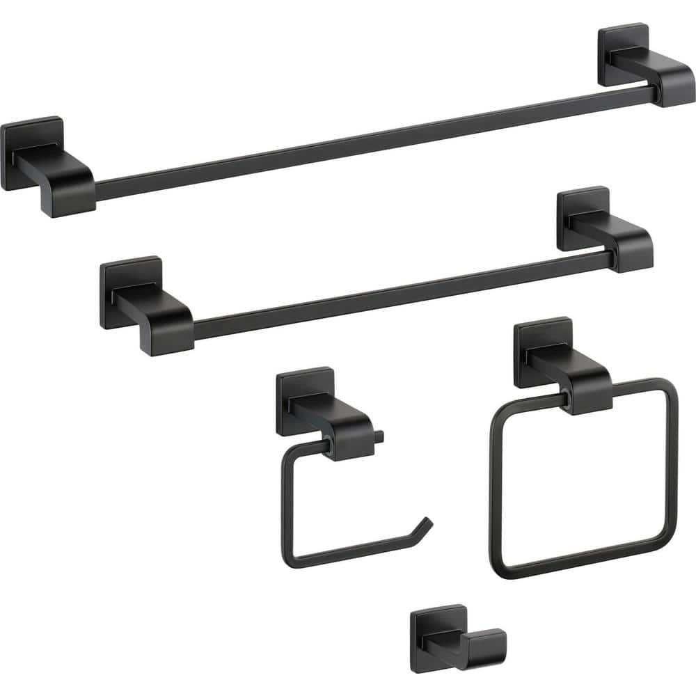 Matte Black Modern Wall Mounted Square Towel Ring
