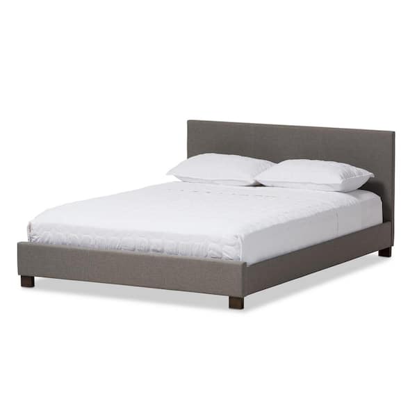 Pless Contemporary Gray Fabric Upholstered Queen Size Bed