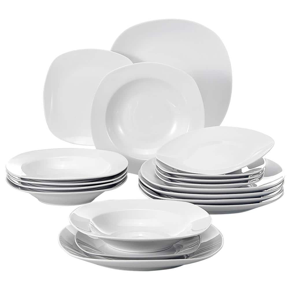 MALACASA, Series Elisa, 100 pieces Porcelain Dinnerware Set, White Dinner  Set, Service for 12