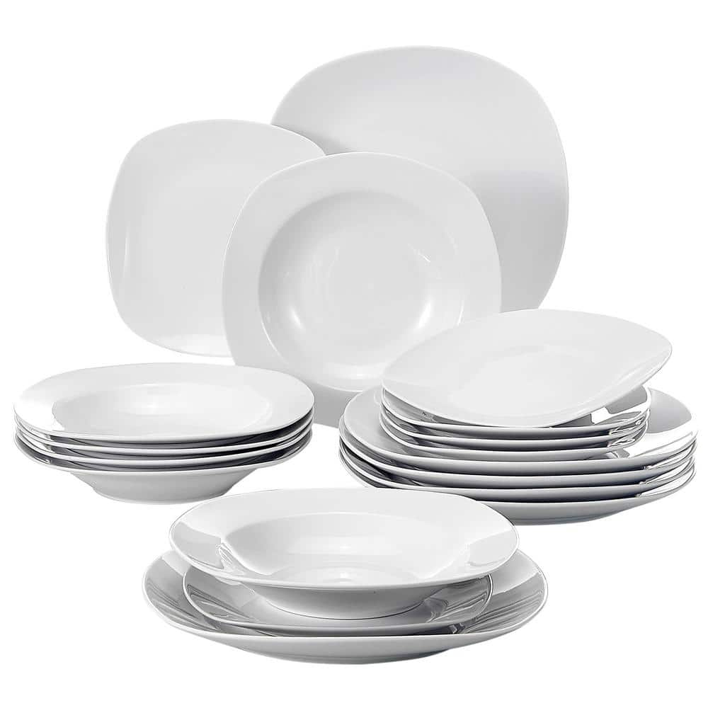 MALACASA, Series Elisa, 6-Piece Porcelain Dessert Plate Dinnerware