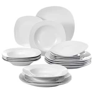 MALACASA ELISA 24-Piece White Porcelain Plates and Bowls Set
