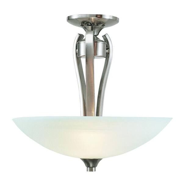 Bel Air Lighting Stewart 2-Light Brushed Nickel Incandescent Ceiling Semi-Flush Mount Light