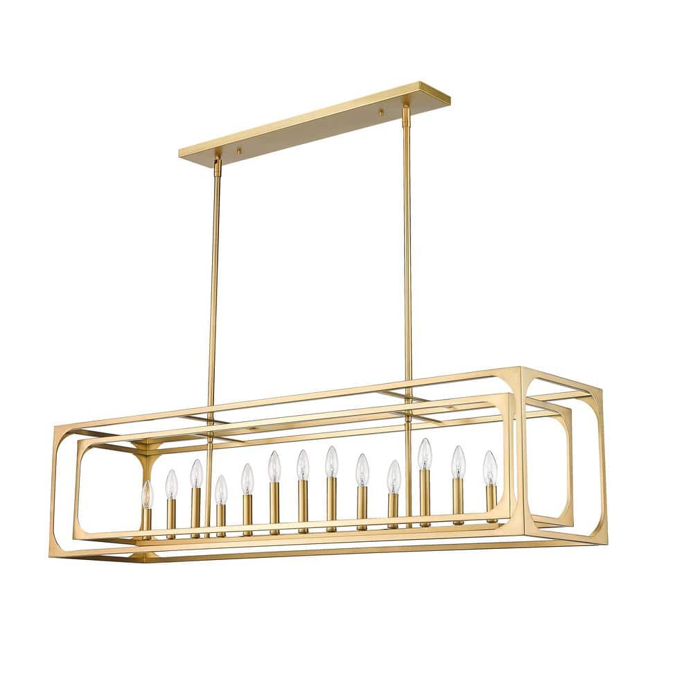 Easton Rubbed Brass 54" Linear Chandelier with Candelabra Bulbs
