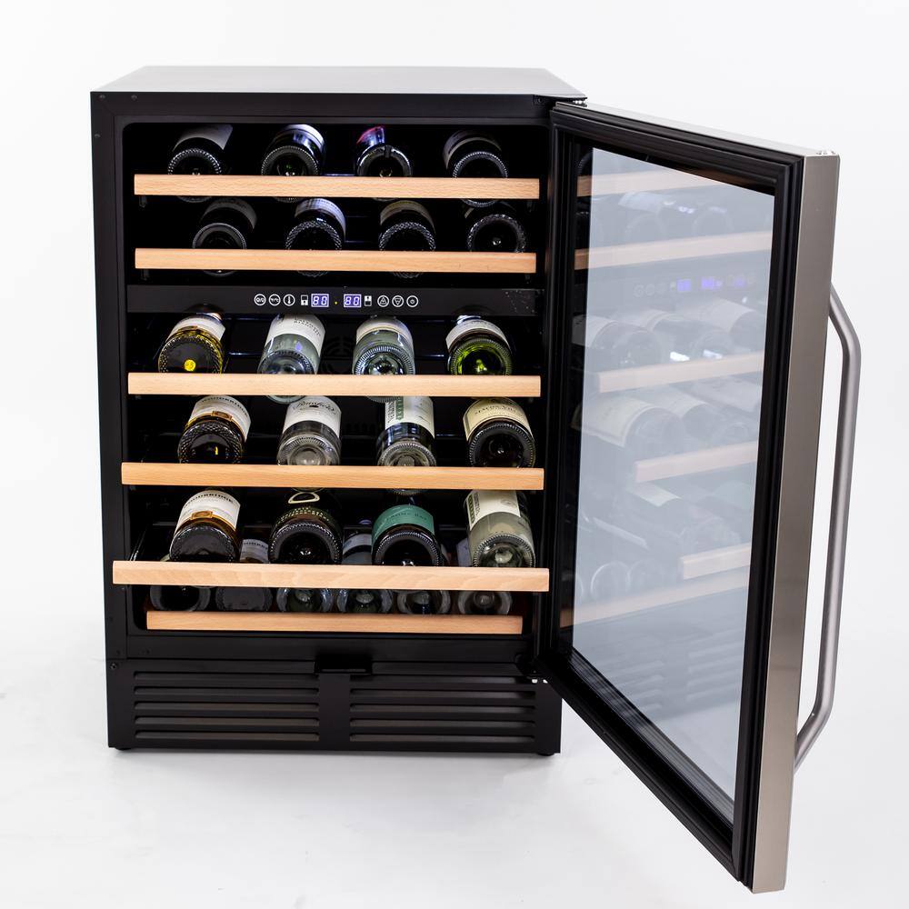 Silver Dual-Zone 49-Bottle Wine Cooler with Glass Door