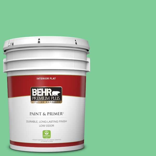BEHR PREMIUM PLUS 5 gal. #460B-4 Garden Glow Flat Low Odor Interior Paint & Primer