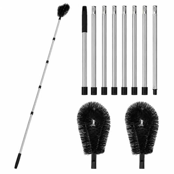 10.5 ft Gutter Cleaning Brush with Adjustable Pole and Replaceable Head for Roof Gutter Leaves and Debris Removal